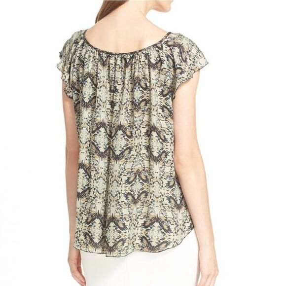 L'AGENCE Larice Flutter Sleeve Floral Silk Top XS - Picture 6 of 10